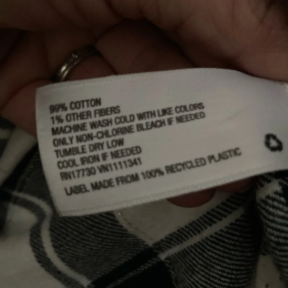 Merona Flannel Plaid White, Black and Gold Tunic Top XL - Picture 11 of 11